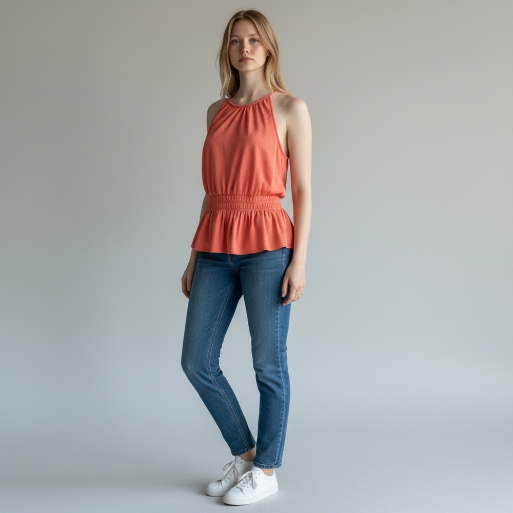 Nine West Cruz Coral Sexy Womens Large Sleeveless Shirt Tank Blouse Fashion Top